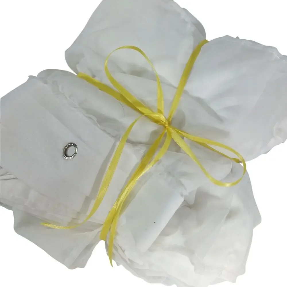 GORGEOUS PURE WHITE RUFFLED/TIERED CHIFFON FLOUNCY SHOWER CURTAIN! 72